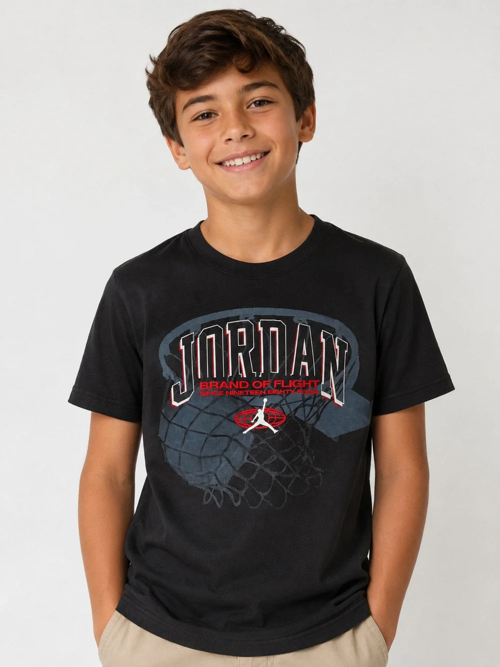 Nike Air Jordan Tee Boys Medium 10-12 yrs Youth Flight T-Shirt Black NEW